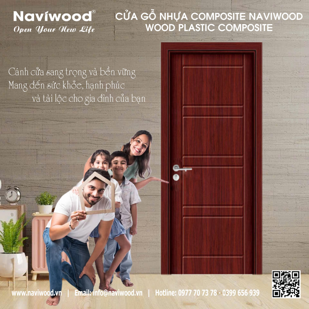 Cửa gỗ nhựa composite NW39: Cửa phòng ngủ đẹp và chất lượng - Cửa gỗ nhựa Naviwood