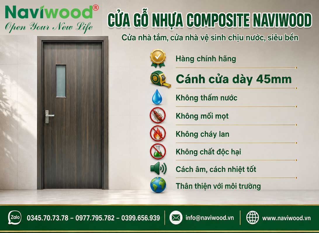 Cửa Gỗ Nhựa Composite Cho Phòng Tắm, Nhà Vệ Sinh