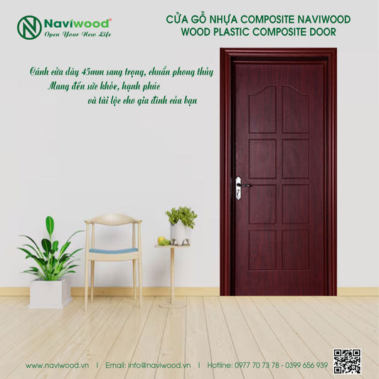 Cửa phòng ngủ gỗ nhựa composite Naviwood tại Trà Vinh