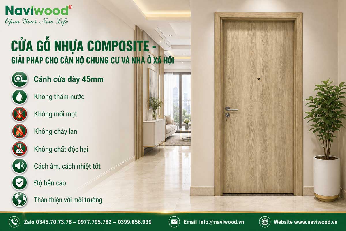 Cửa Gỗ Nhựa Composite Cho Nhà Ở Xã Hội, Chung Cư