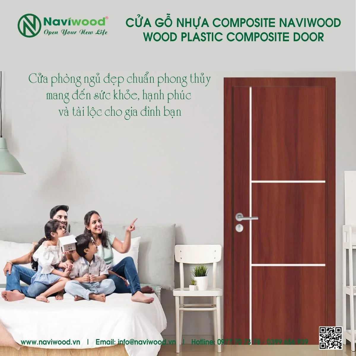 Hướng dẫn chọn cửa phòng ngủ gỗ nhựa composite Naviwood chuẩn phong thủy tại Lagi