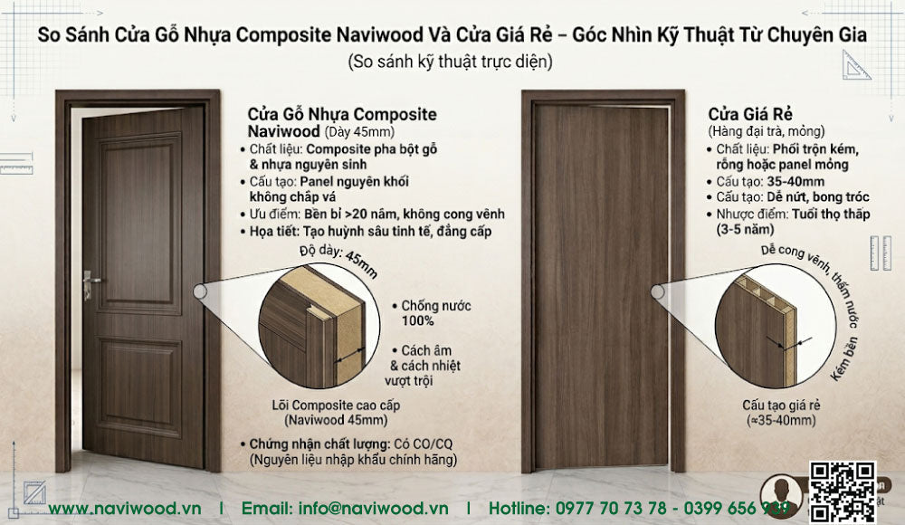 So Sánh Cửa Gỗ Nhựa Composite Naviwood Và Cửa Giá Rẻ