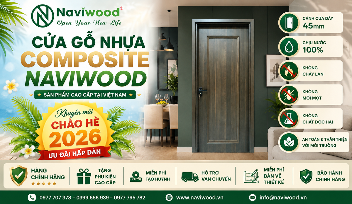 Cửa Gỗ Nhựa Composite Naviwood – Báo Giá Khuyến Mãi Chào Hè 2026