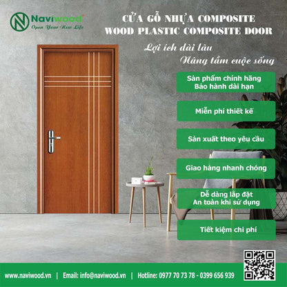 Cửa thông phòng gỗ nhựa composite đẹp NW06 - Cửa gỗ nhựa Naviwood