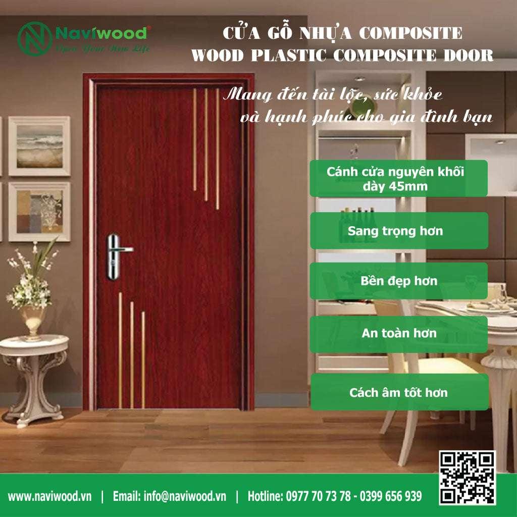 Cửa phòng ngủ đẹp gỗ nhựa composite NW03 - Cửa gỗ nhựa Naviwood