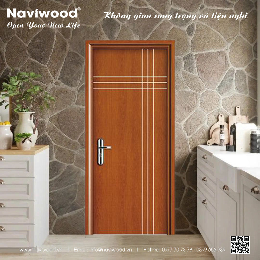 Cửa thông phòng gỗ nhựa composite đẹp NW06 - Cửa gỗ nhựa Naviwood