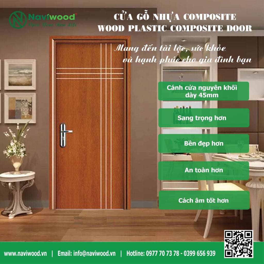 Cửa thông phòng gỗ nhựa composite đẹp NW06 - Cửa gỗ nhựa Naviwood