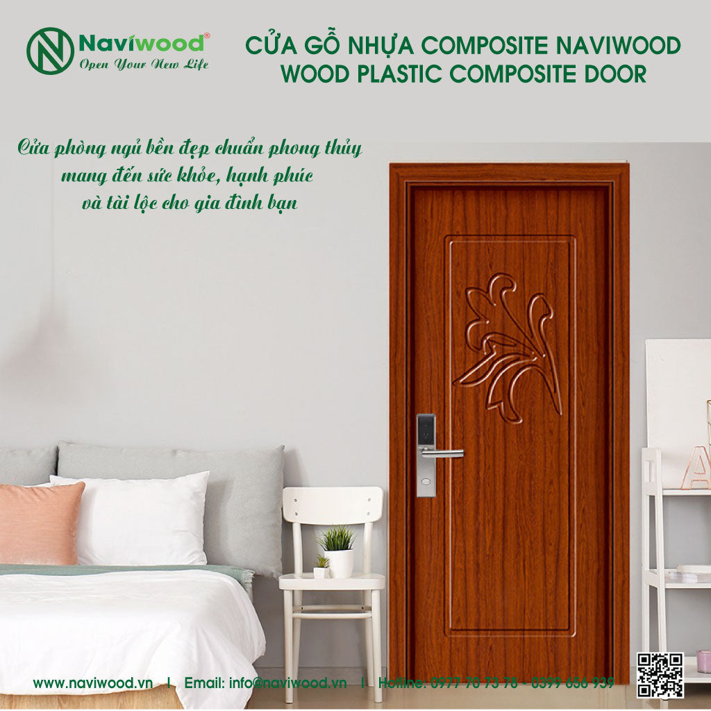 Cửa thông phòng gỗ nhựa composte NW91: sang trọng, hiện đại - Cửa gỗ nhựa Naviwood