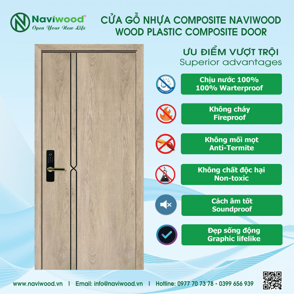 Cửa gỗ nhựa composite NW105: Chất lượng vượt trội - Cửa gỗ nhựa Naviwood