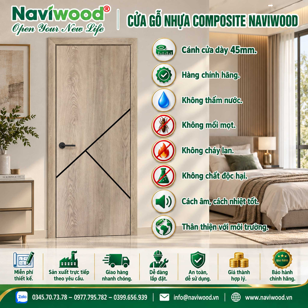 Cửa Gỗ Nhựa Composite NW106: Nâng Tầm Không Gian Sang Trọng - Cửa gỗ nhựa Naviwood