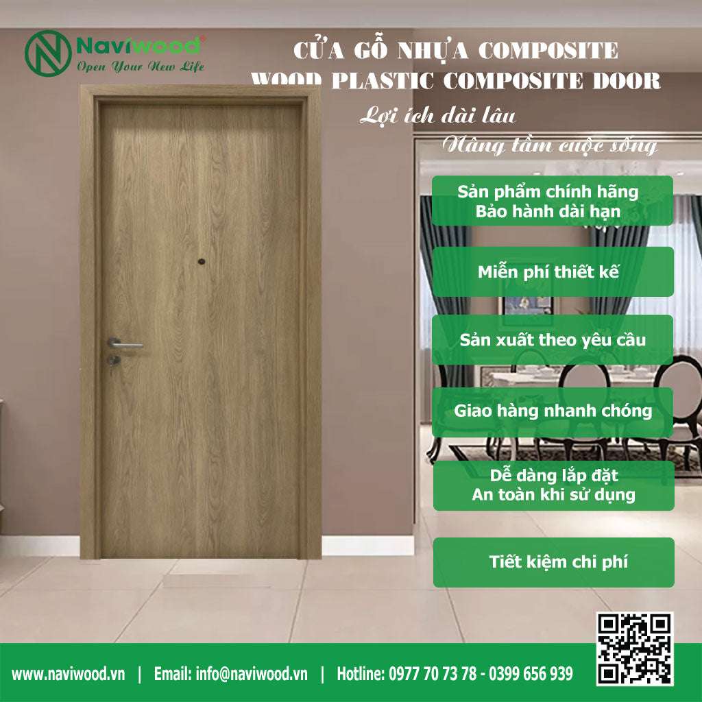 Cửa phòng ngủ đẹp gỗ nhựa composite Naviwood NW29 - Mang đến sự sang trọng và an toàn cho không gian nghỉ ngơi của bạn - Cửa gỗ nhựa Naviwood
