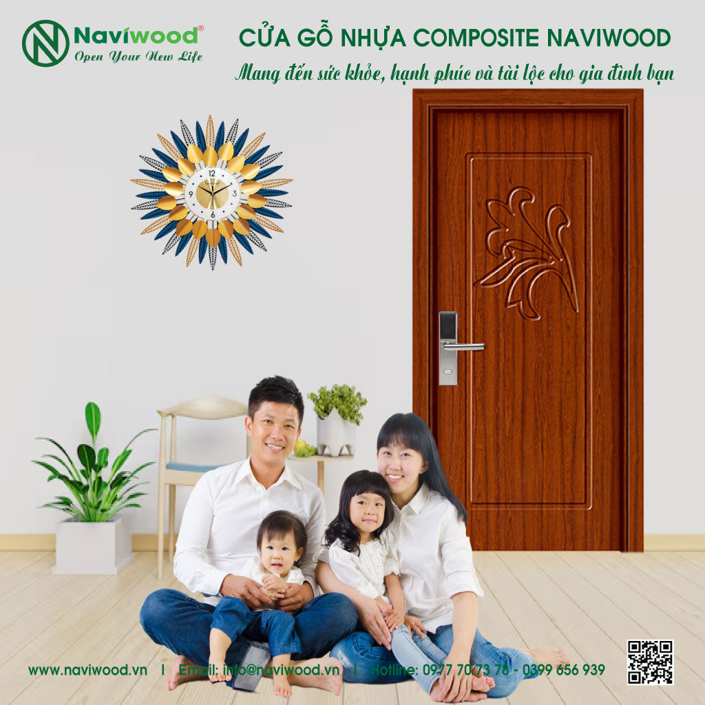 Cửa thông phòng gỗ nhựa composte NW91: sang trọng, hiện đại - Cửa gỗ nhựa Naviwood