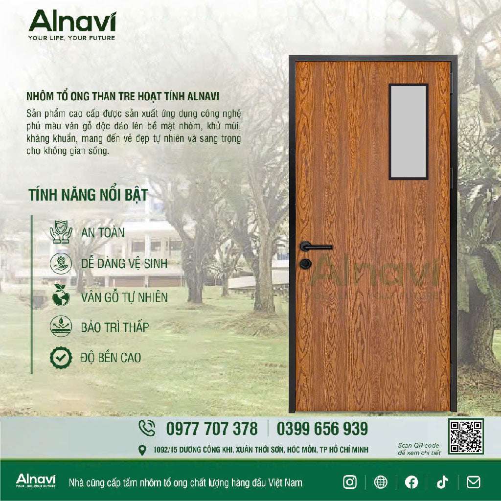 Cửa thông phòng nhôm tổ ong vân gỗ đẹp và tốt nhất hiện nay - Cửa gỗ nhựa Naviwood