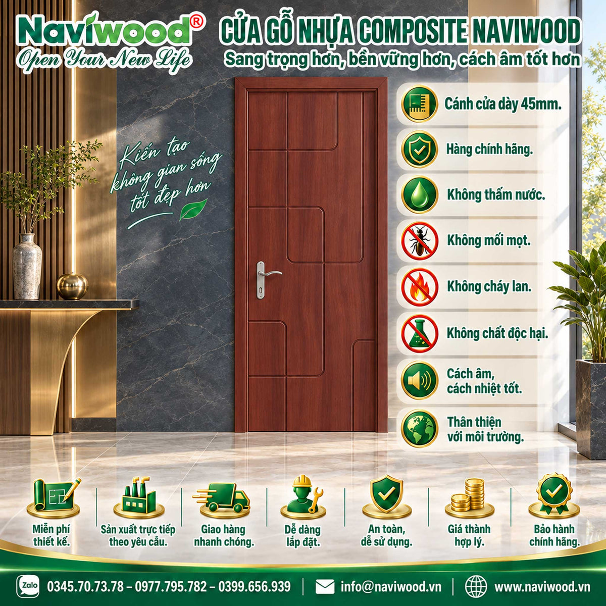 Cửa gỗ nhựa composite Naviwood NW175