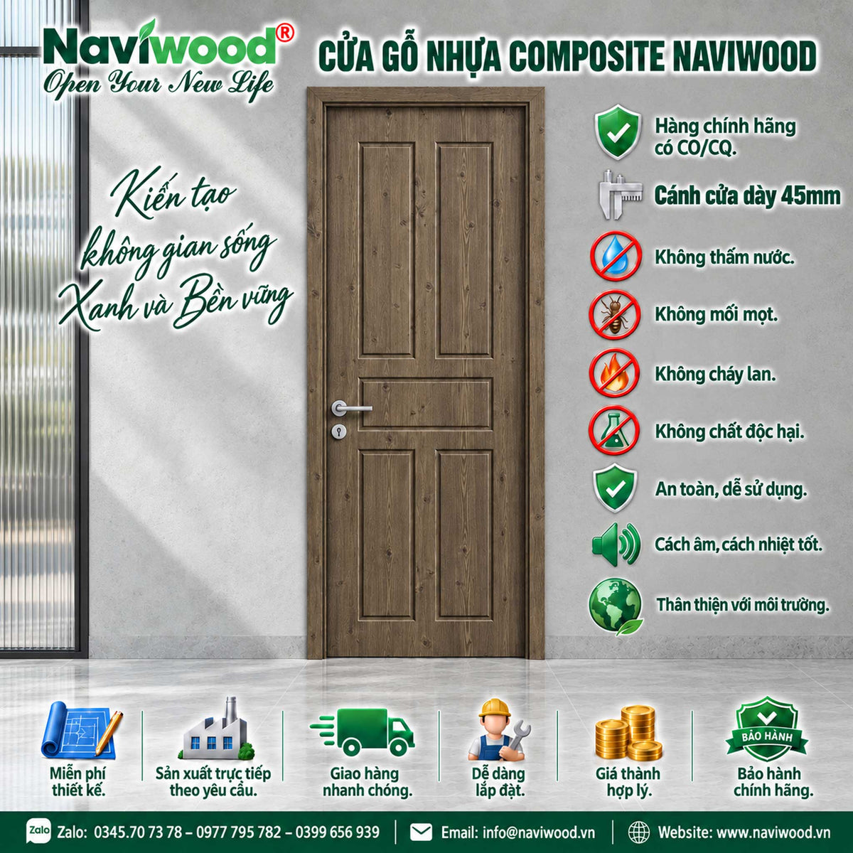 Cửa gỗ nhựa composite Naviwood NW48