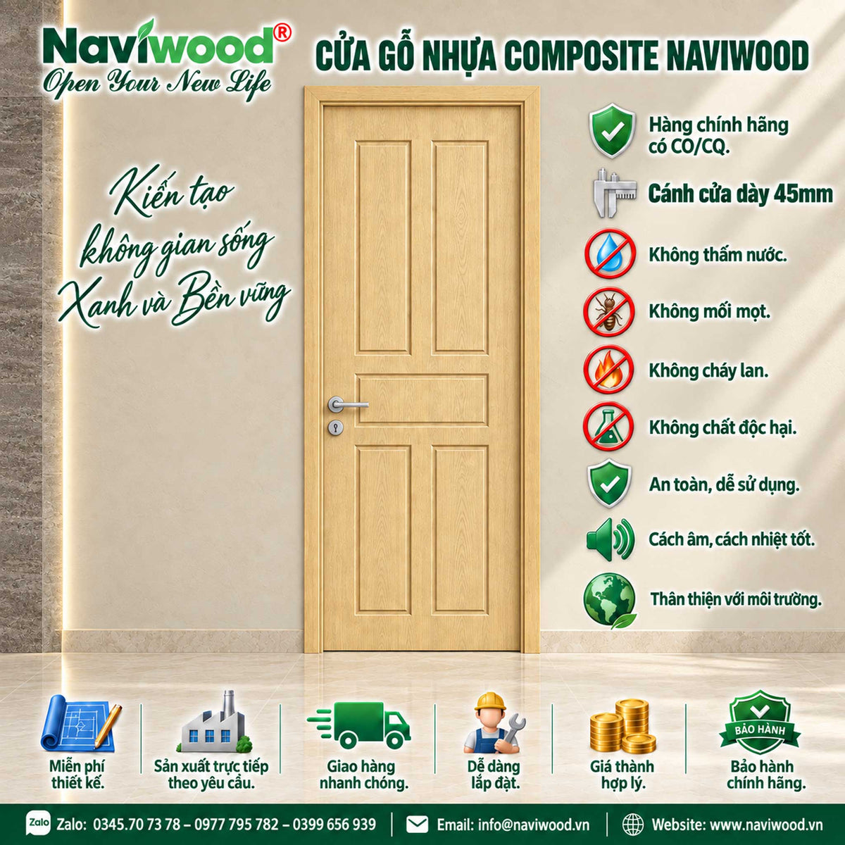 Cửa gỗ nhựa composite Naviwood NW48