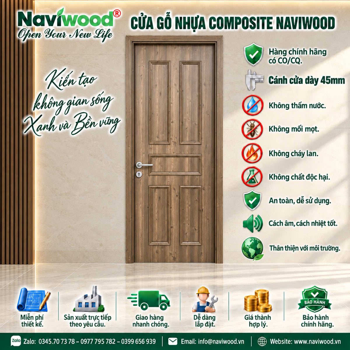 Cửa gỗ nhựa composite Naviwood NW48