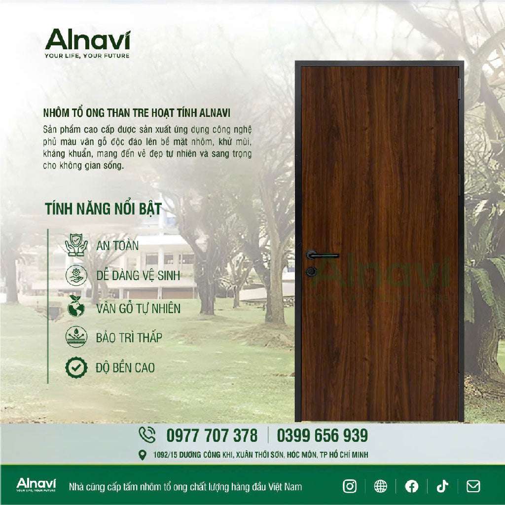 Cửa Tấm Nhôm Than Tre Lõi Nhôm Tổ Ong Alnavi - Cửa gỗ nhựa Naviwood