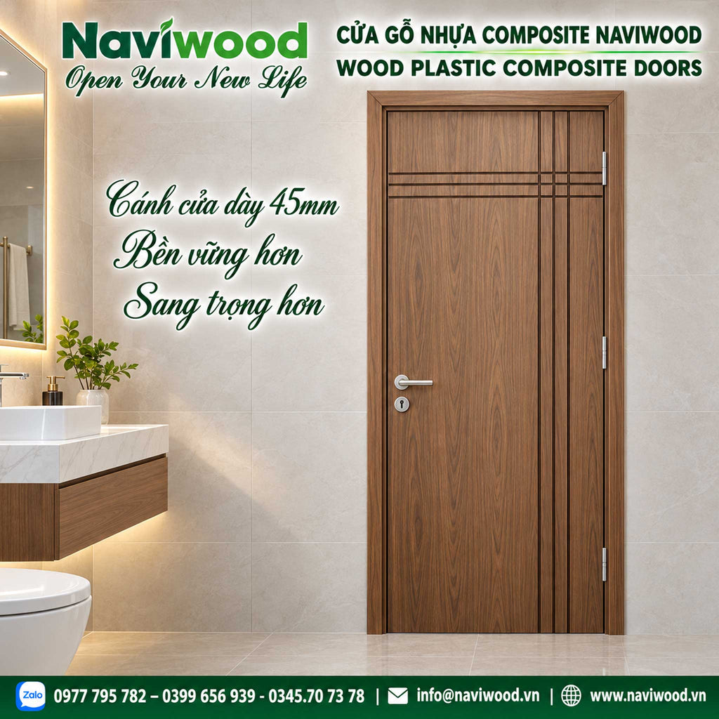 Cửa thông phòng gỗ nhựa composite đẹp NW06