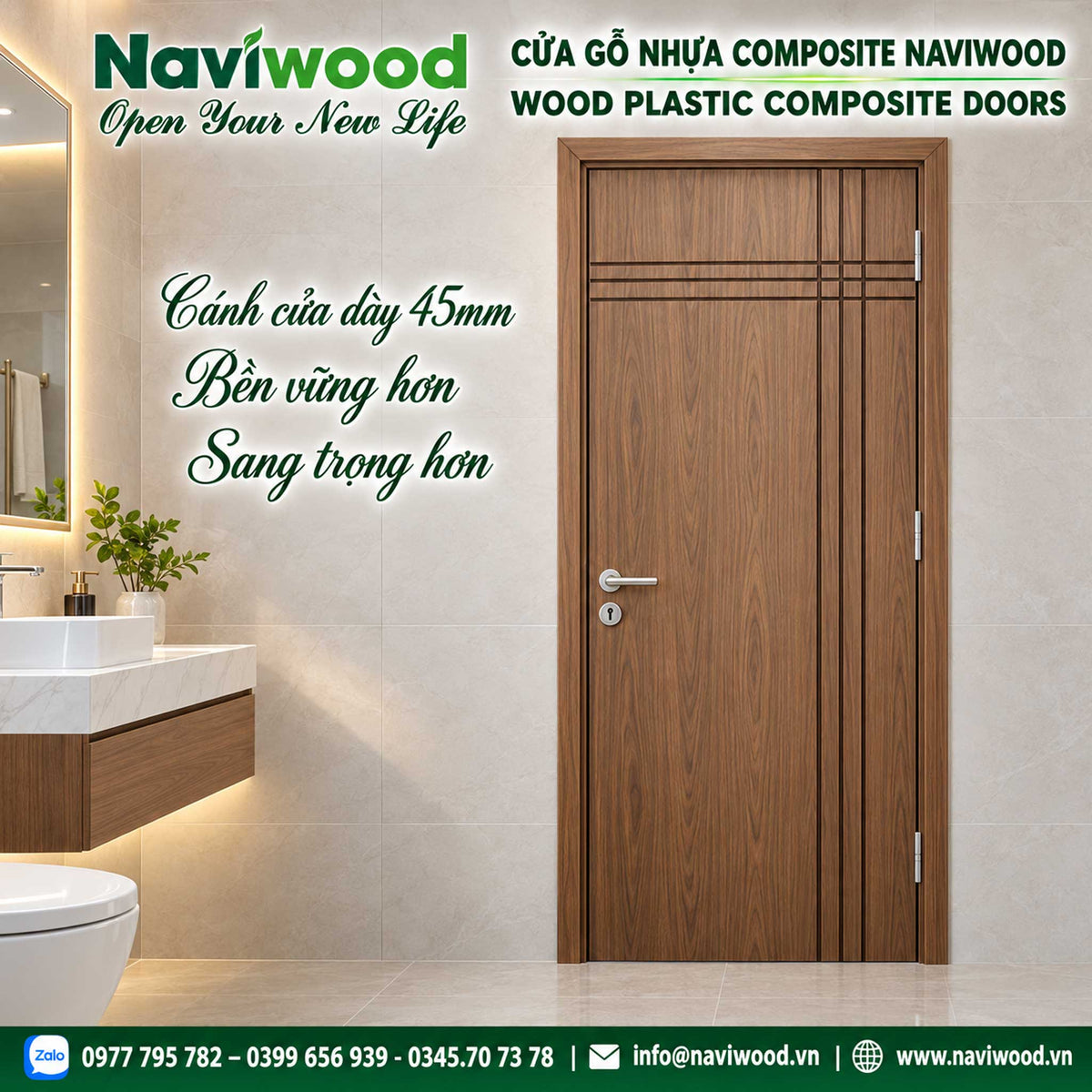 Cửa thông phòng gỗ nhựa composite đẹp NW06