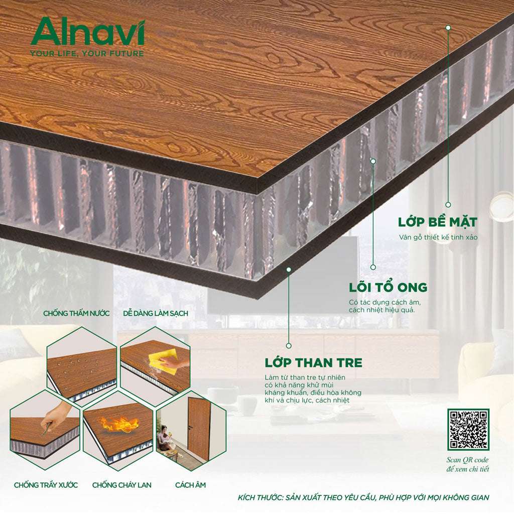 Cửa thông phòng nhôm tổ ong vân gỗ đẹp và tốt nhất hiện nay - Cửa gỗ nhựa Naviwood