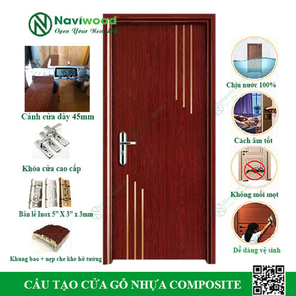 Cửa gỗ nhựa composite NW03 - Bán cửa gỗ nhựa Naviwood