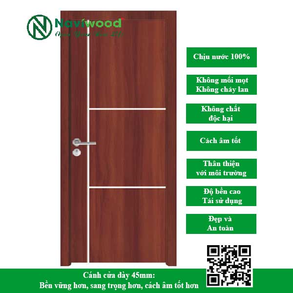 Cửa gỗ nhựa composite NW04 - Bán cửa gỗ nhựa Naviwood