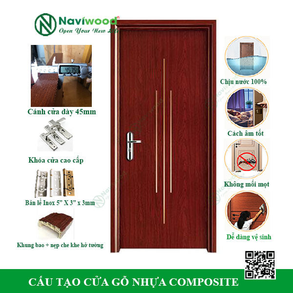 Cửa gỗ nhựa composite NW11 - Bán cửa gỗ nhựa Naviwood