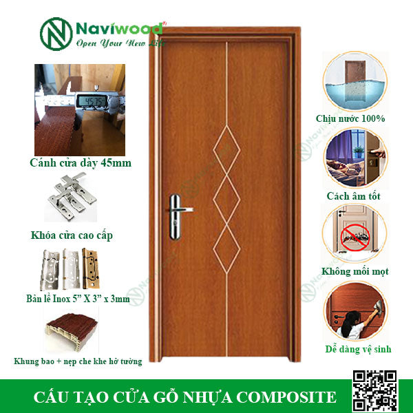 Cửa gỗ nhựa composite NW16 - Bán cửa gỗ nhựa Naviwood