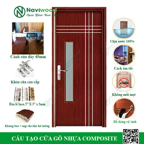 Của gỗ nhựa composite NW17 - Bán cửa gỗ nhựa Naviwood