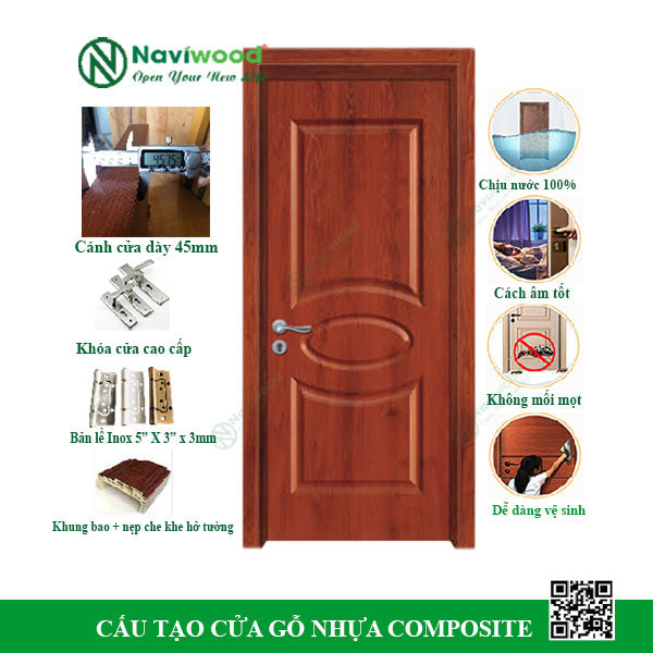 Cửa gỗ nhựa composite NW183 - Bán cửa gỗ nhựa Naviwood