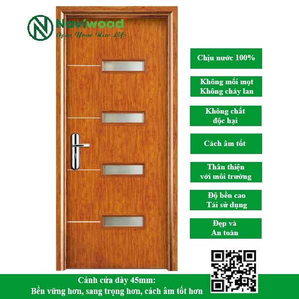 Cửa gỗ nhựa composite NW192 - Bán cửa gỗ nhựa Naviwood