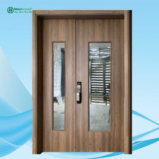 2-panel wooden and plastic composite door NW221