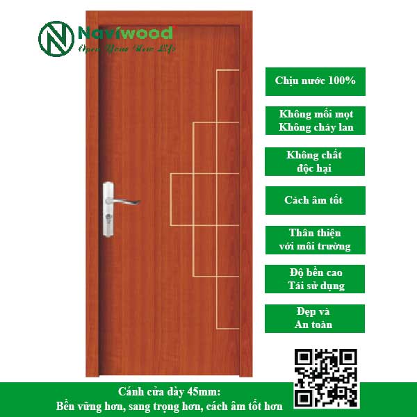 Cửa gỗ nhựa composite NW23 - Bán cửa gỗ nhựa Naviwood