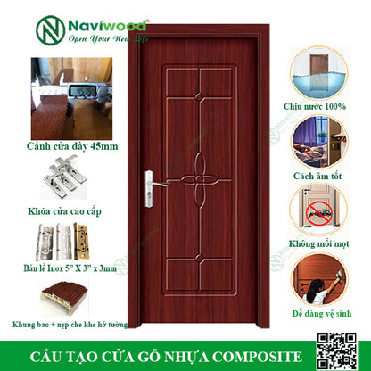 Cửa gỗ nhựa composite NW238 - Bán cửa gỗ nhựa Naviwood
