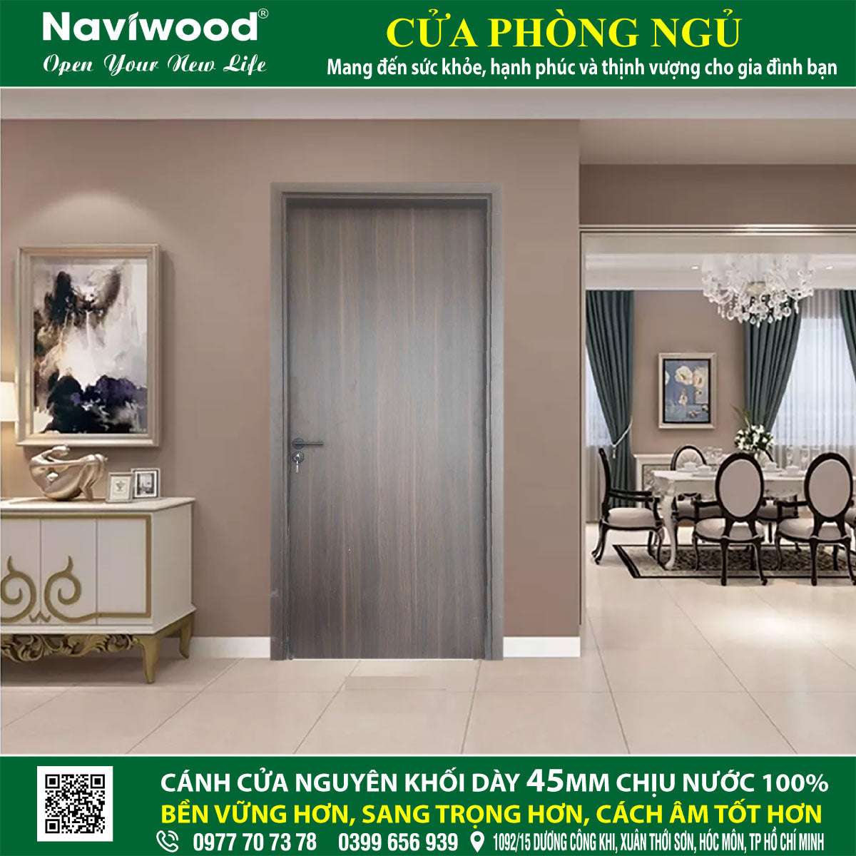 Cửa gỗ nhựa composite tấm phẳng: Cánh cửa hiện đại - Cửa gỗ nhựa Naviwood