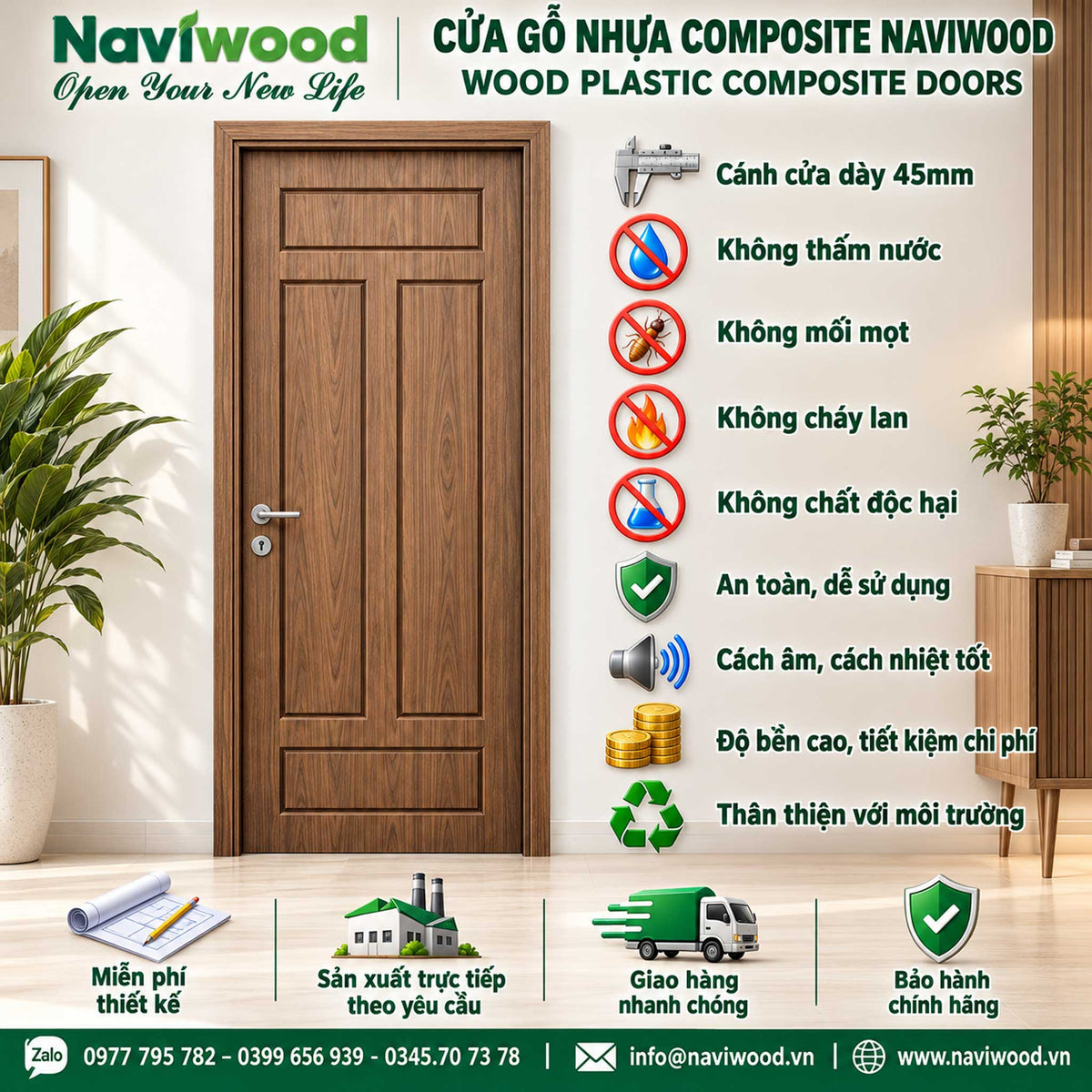 Cửa gỗ nhựa composite Naviwood NW240 mau 11