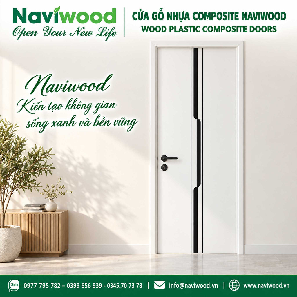 cửa gỗ nhựa composite naviwood nw41 màu trắng