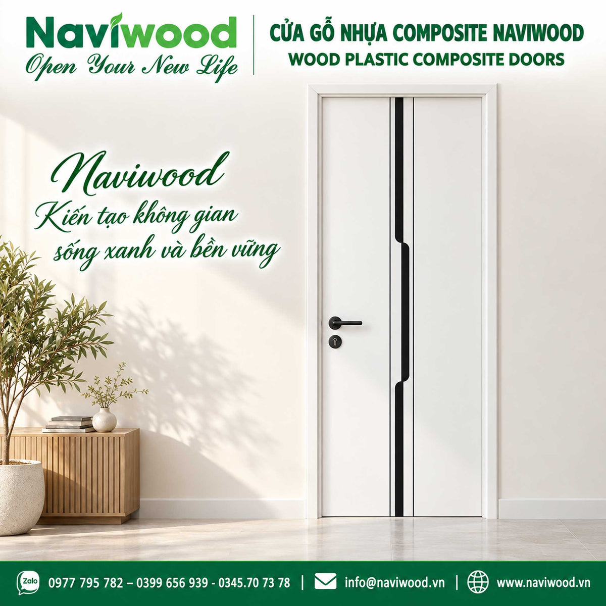 cửa gỗ nhựa composite naviwood nw41 màu trắng
