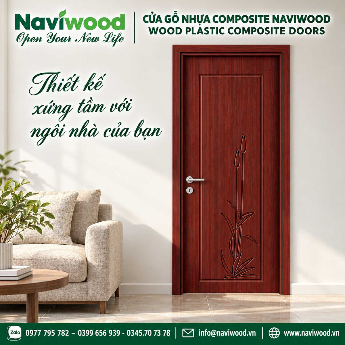 Cửa gỗ nhựa composite naviwood nw42 màu 05