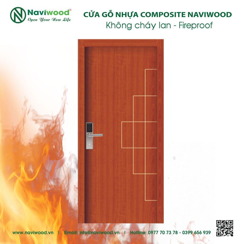 Cửa Gỗ Nhựa Composite NW23 Cao Cấp: Chống Nước, Chống Cháy, Bền Bỉ
