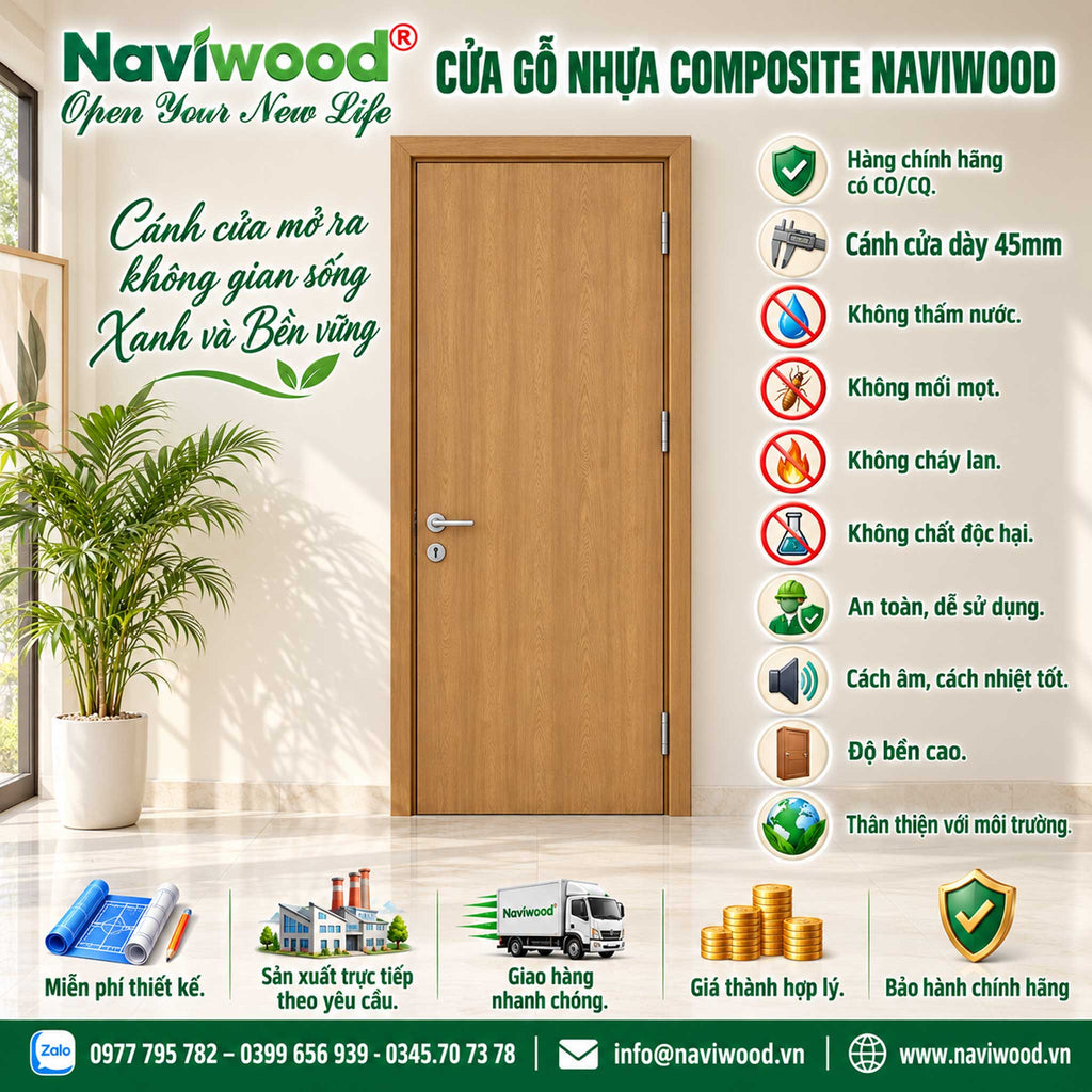 Cửa gỗ nhựa composite tấm phẳng nw29