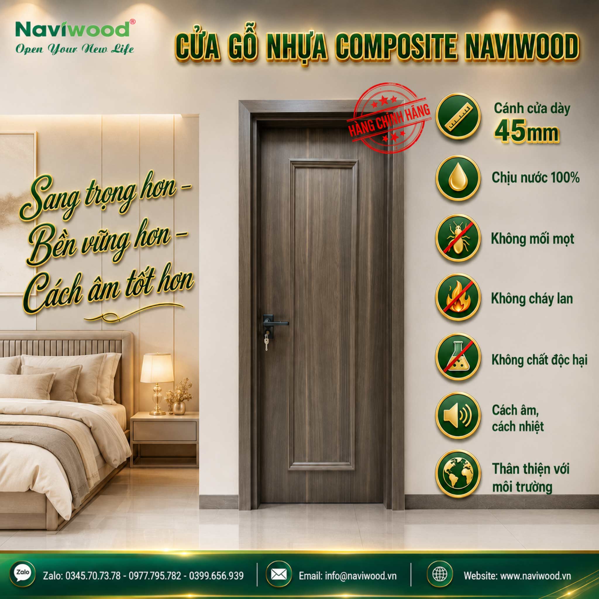 Cửa gỗ nhựa Composite NW187: Sang trọng và hiện đại - Cửa gỗ nhựa Naviwood