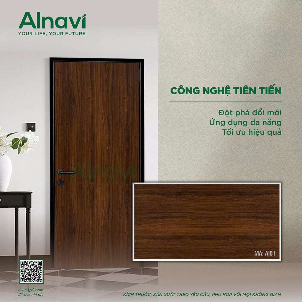 Cửa Phòng Ngủ Nhôm Tổ Ong Alnavi
