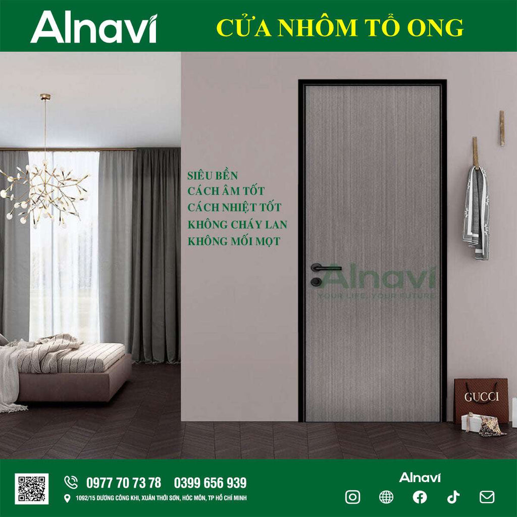 Cửa Phòng Ngủ Nhôm Tổ Ong Alnavi: Hiện Đại - Cửa gỗ nhựa Naviwood