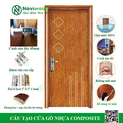 Cửa gỗ nhựa composite NW13 - Bán cửa gỗ nhựa Naviwood